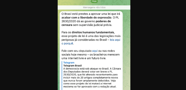 Telegram promove desinformação com mensagem sobre PL, diz deputado