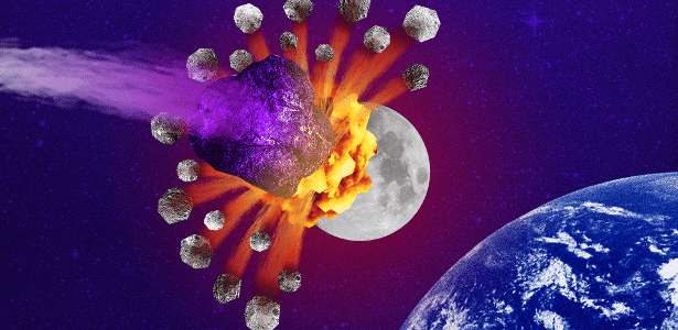 Como seria se um grande asteroide acertasse a Lua?