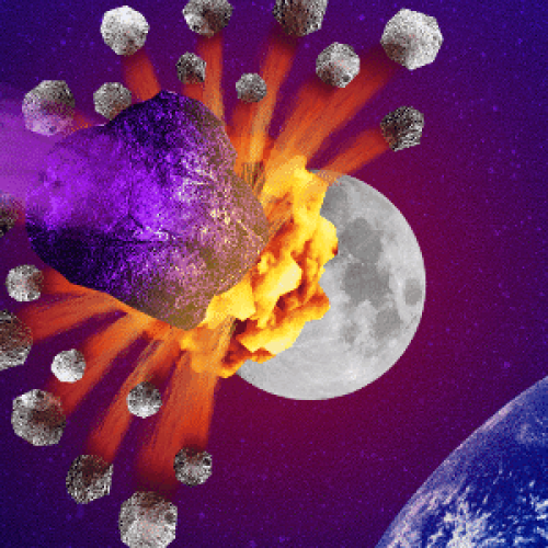 Como seria se um grande asteroide acertasse a Lua?